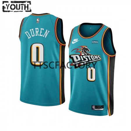Canotte Bambino Detroit Pistons Jalen Duren 0 Nike 2022-23 Classic Edition Teal Swingman